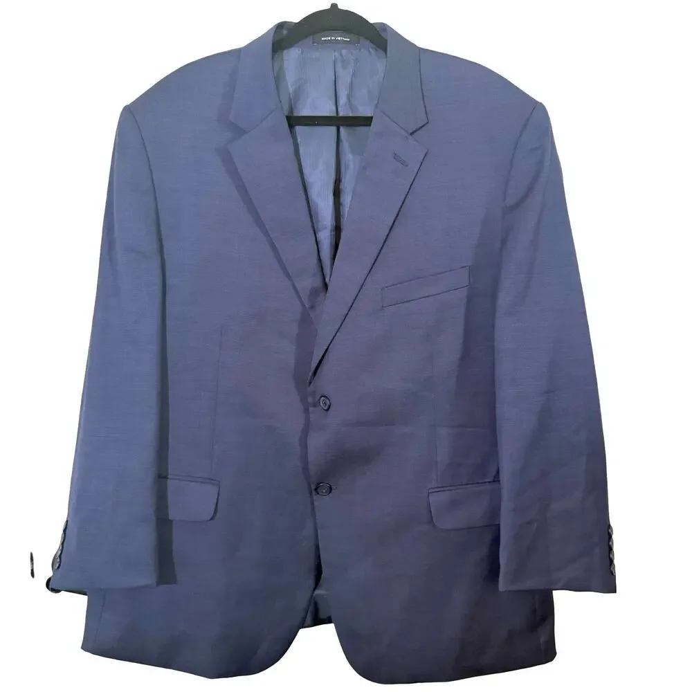 Kenneth Cole Awearness Navy Blue Stretch Wool 3 Button Suit Jacket & Pants 50 R